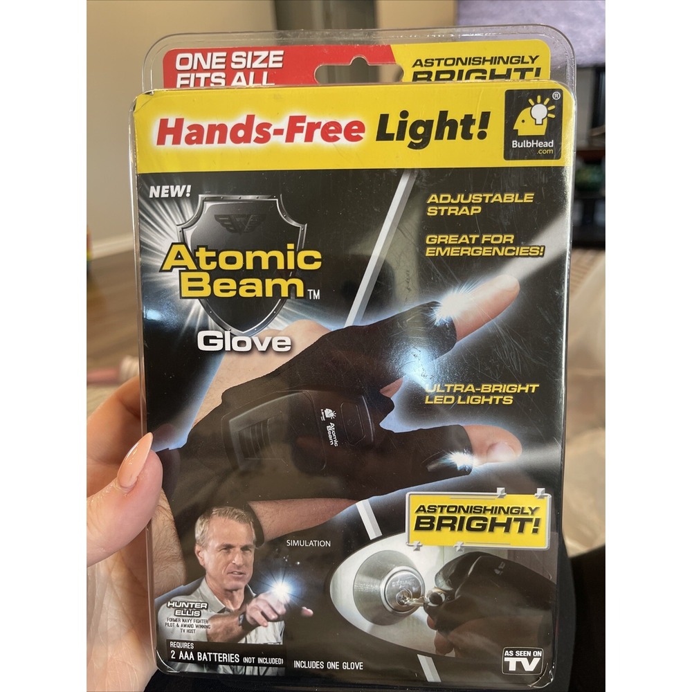 "BulbHead"- Atomic Beam Glove/Hands-Free Light/One Size Fits All & L or R Hand!